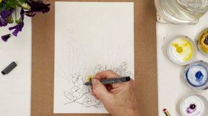 How to Paint Pen and Wash Pansies - Easy Beginners Tutorial in Watercolour