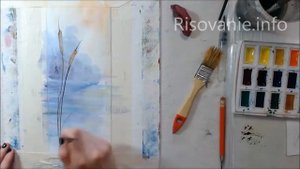 Рисуем скетч с камышами (акварель)