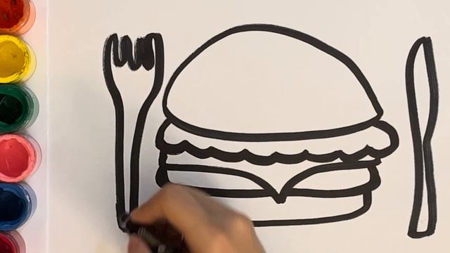 Drawing and Coloring a Cute Hamburger for Kids Easy Step by Step?? смотреть онлайн