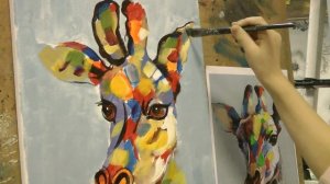 Картина маслом для детей "Жираф". Живопись маслом для детей спб