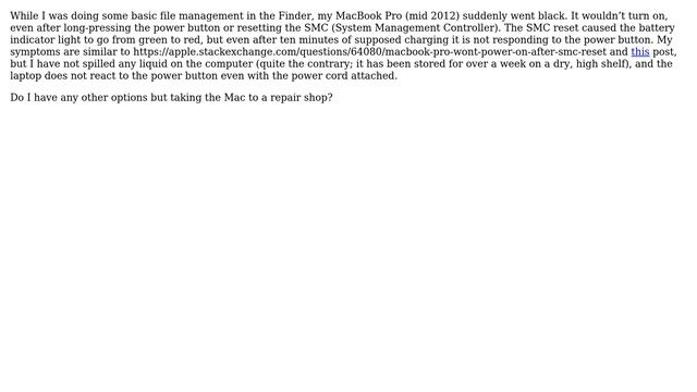 Apple: MacBook Pro won t turn on, even after SMC reset смотреть онлайн