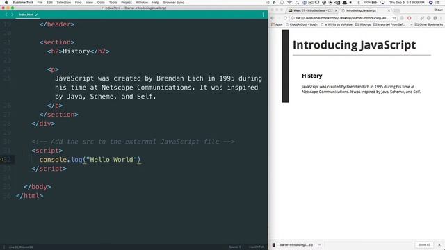 Week 01 - introducing JavaScript смотреть онлайн