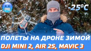 ПОЛЕТЫ НА ДРОНЕ ЗИМОЙ В МОРОЗ -25 / DJI MINI 2, DJI AIR 2S, DJI MAVIC 3 / КАК ЛЕТАТЬ В СНЕГ ТУМАН ❄️