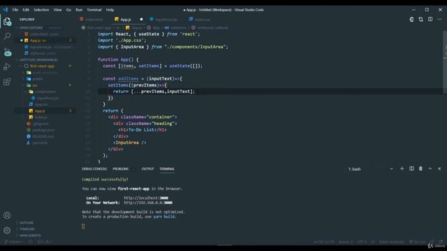 #16 -  Adding the list items to an array -  React Javascript Beginner's Course