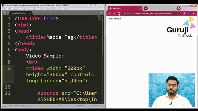 HTML video tutorial - 16 - HTML Media Tag | Audio Tag | Video Tag | HTML TUTORIAL | Hindi