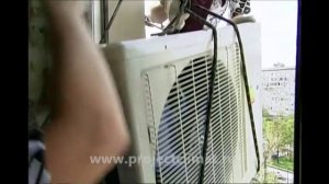 Первый этап монтажа кассетного кондиционера с альпинистом