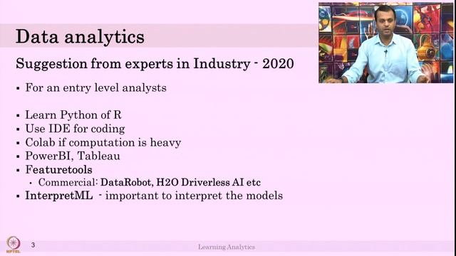 Week 12-Lecture 65 : Machine Learning tools used in industry