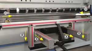 Как работает ЧПУ гибочный пресс 6 осей X+R+Z1+Z2 тыльный упор