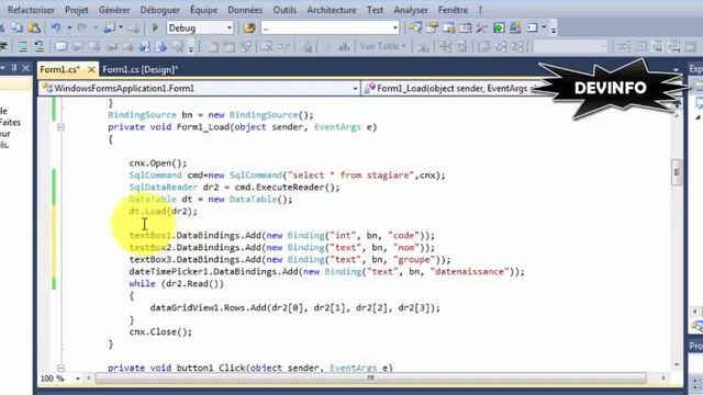 ADO.NET | mode connecte (Button navigation)
