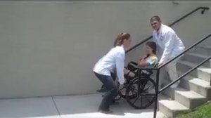 Ascending stairs with wheelchair