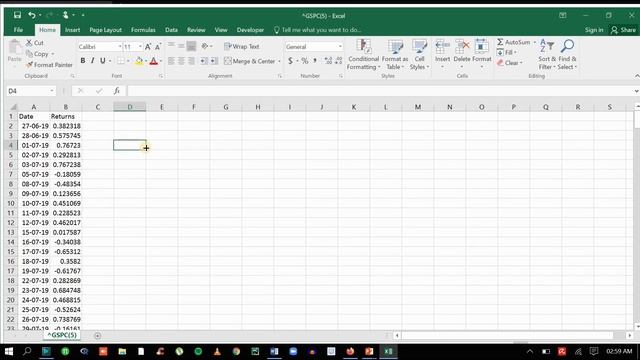 Calculate Value-at-Risk or VaR of real data in Excel