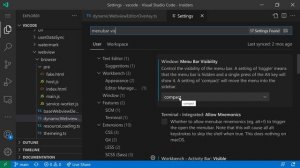 VS Code tips — The Menu bar visibility setting