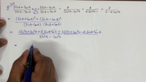 (sinA + cosA)/(sinA-cosA)+(sinA - cosA)/(sinA+cosA)=2/(sin^2A-cos^2A)= 2/(2sin^2A-1)=2/(1-2cos^2A)