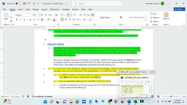 Excel 365/2021 | Module 3: SAM Project 1b | Cortona University | Full course deal