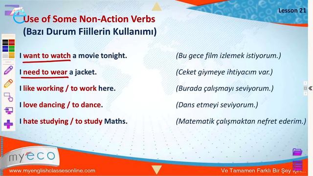 Elementary Lesson 21: Use Of Some Non-Action Verbs┃MyECO