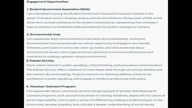Prepare a page reflection on the engagement opportunities either on or off campus of interest to yo