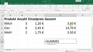 Excel Einstieg/Grundlagen: Rechnen, einfache Formeln, Summe – Excel-Tutorial