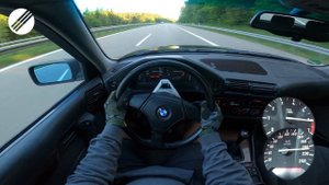 BMW E34 520i TOURING TOP SPEED DRIVE ON GERMAN AUTOBAHN ?