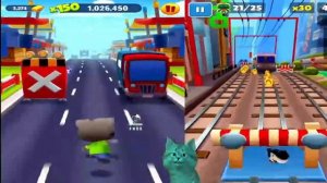 Какая игра лучше говорящий Том бег за золотом или Subway Surfers котёнок Макс