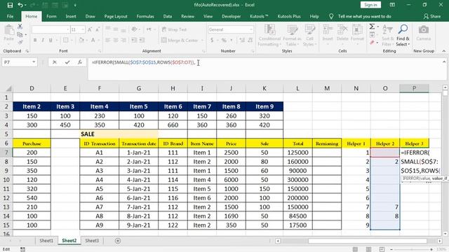 how to make a fifo  formula in excel