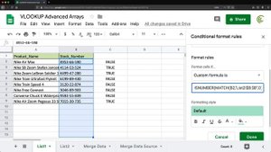 Compare Lists or Tables in Google Sheets Using VLOOKUP or MATCH Functions - Part 1