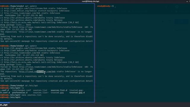 Fix apt get update E: Failed to fetch N: Updating from such a repository can't be done securely