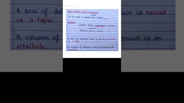 SQL INSERT INTO command s6  #rdbms #database #dbms #sql