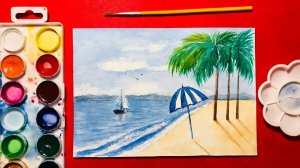 Как нарисовать #морскойпейзаж акварелью. #уроки_рисования