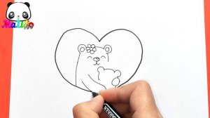 Как нарисовать МЕДВЕДЕЙ в сердечке МИШЕК Маму и малыша Рисунок на день МАТЕРИ | Mother’s Day Drawin
