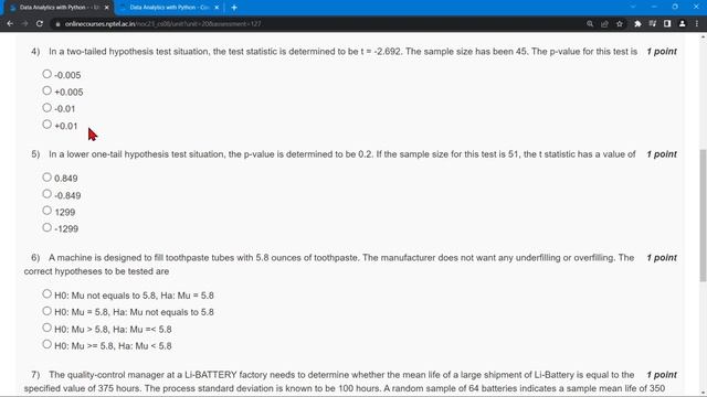 NPTEL Data Analytics with Python Week 4 Quiz Assignment Solutions | Jan 2023 | IIT Roorkee