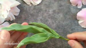 Лист пиона до тонировки. Полимерная глина. Peony leaf before tinting. Polymer clay.