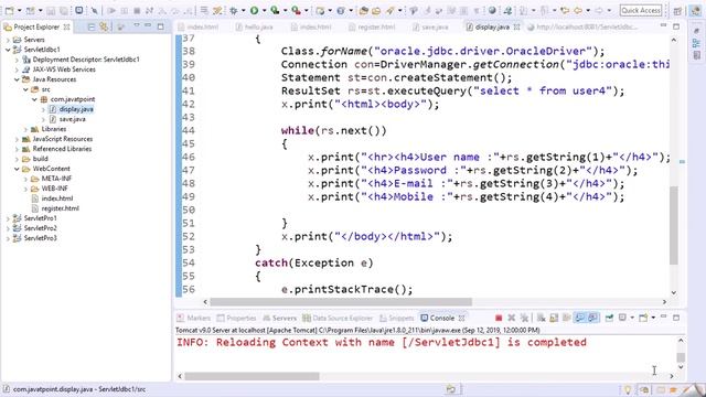 Java Servlet Jdbc insert, display смотреть онлайн