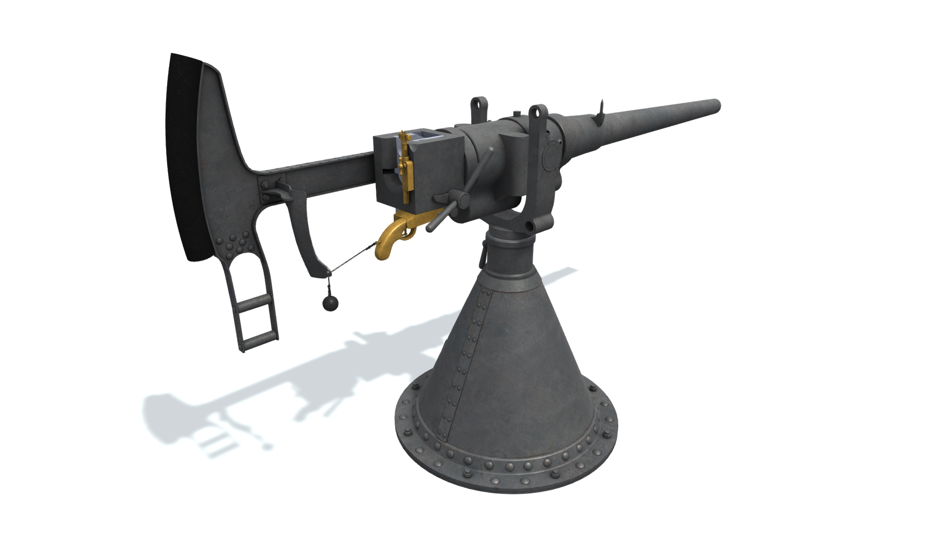3D model. 47mm Gotchkis 1 barreled Cannon no shield. 47мм пушка Гочкиса. Без щита.