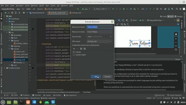 ANDROID STUDIO | WARNING - HARDCODED TEXT - Hardcoded string "x", should use @string resource | 202 смотреть онлайн