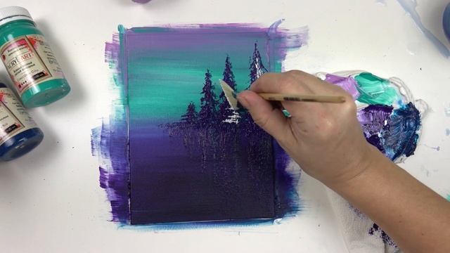 Самый простой зимний пейзаж. Рисуем ёлки в снегу. Мастер-класс для начинающих. смотреть онлайн