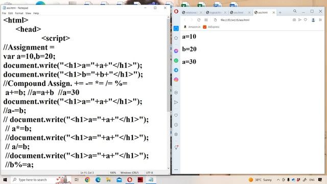 Assignment Operator in JavaScript | Compound Assignment Operators |JavaScript Tutorial for Beginner
