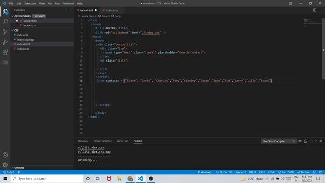 Contact list search filter using JavaScript | Filter list using JavaScript | NSCODE