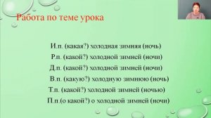 Русский язык 4 класс 23 неделя. Склонение прилагательный женского рода в единственном числе