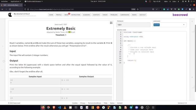 1001 - Extremely Basic | Beecrowd Problem Solution Tutorial смотреть онлайн