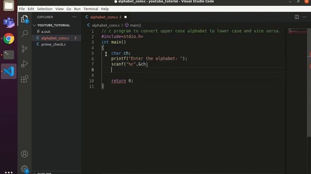 #5 EXAMPLE : C PROGRAM TO CONVERT UPPERCASE LETTER TO LOWERCASE AND VICE VERSA. #c-programming