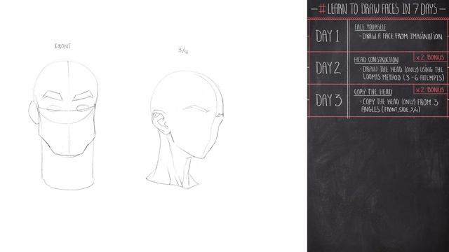 Learn to draw faces in 7 DAYS (study schedule + exercises)