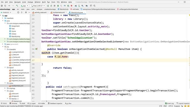Design School Project in Android Studio | Part-3 | BootamBar Add Fragmentation | BootamNavigation