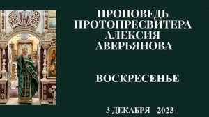 Проповедь Протопресвитера Алексия Аверьянова в воскресенье (3 декабря 2023 года)