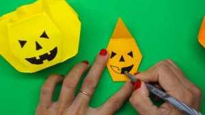 ОРИГАМИ фонарик тыква  для  декора, для подарка из бумаги на Хэллоуин. ORIGAMI box for HALLOWEEN