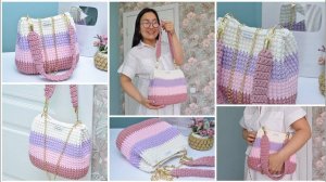 Необычный узор для вашей сумочки из трикотажной пряжи Вяаная Сумка Торба, Шоппер своими руками