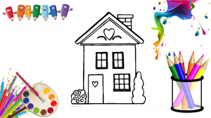 Как нарисовать милый домик. Мультик раскраска. Учимся рисовать простые рисунки