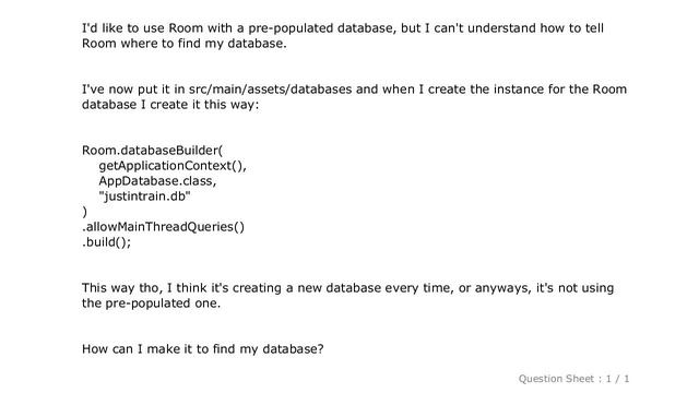 Android : How to use Room Persistence Library with pre-populated database? смотреть онлайн