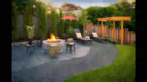 Кострище в ландшафтном дизайне.Зона барбекю с кострищем.