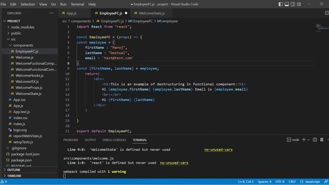 ReactJS Tutorial for Beginners - Part 11 - Destructuring Props