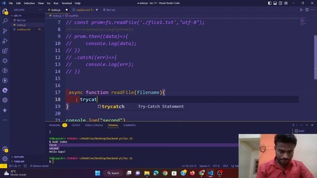 lec-11 || promises in fs module Nodejs #nodejs #codeserver
